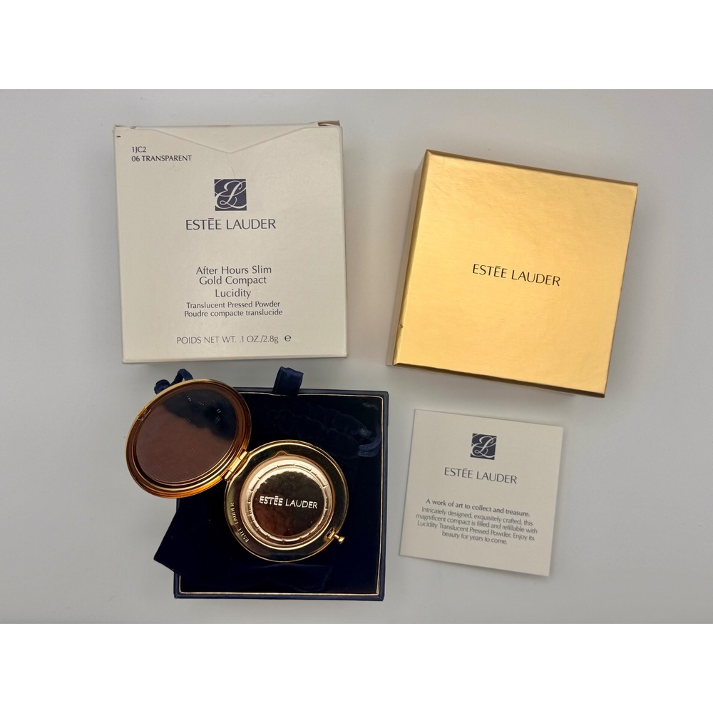 Estee Lauder‎ After Hours Slim Gold Lucidity Translucent Pressed Powder Compact